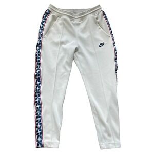 Nike Track Snap Pants Mens M White Retro Sport Streetwear Athleisure Side Tape